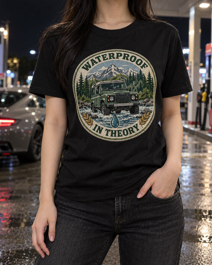 Land Rover Defender L316 Leaky Round Crest Shirt T-Shirt Black worn hero