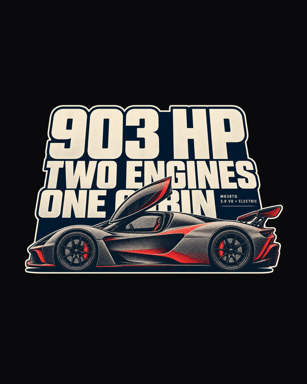 McLaren P1 Halftone Statement Shirt, 903 HP Car Guy Tee design only