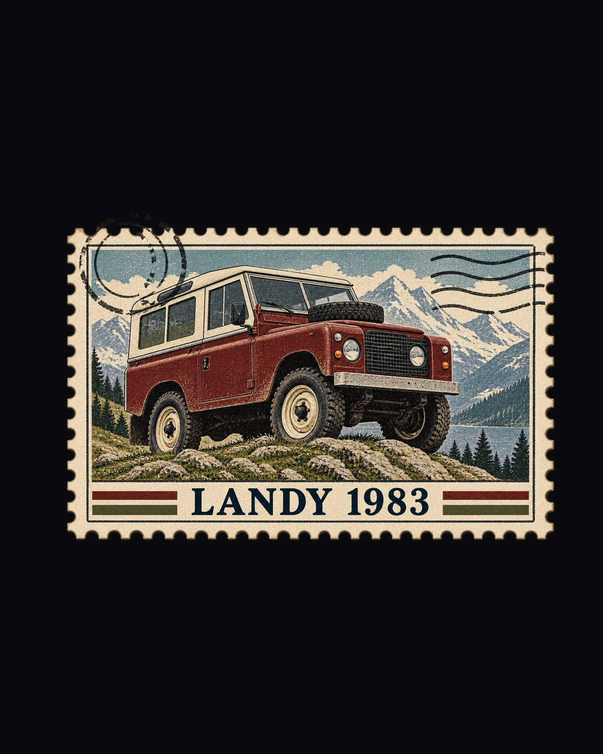 Land Rover Defender 110 Vintage Postage Stamp Landy Shirt design only