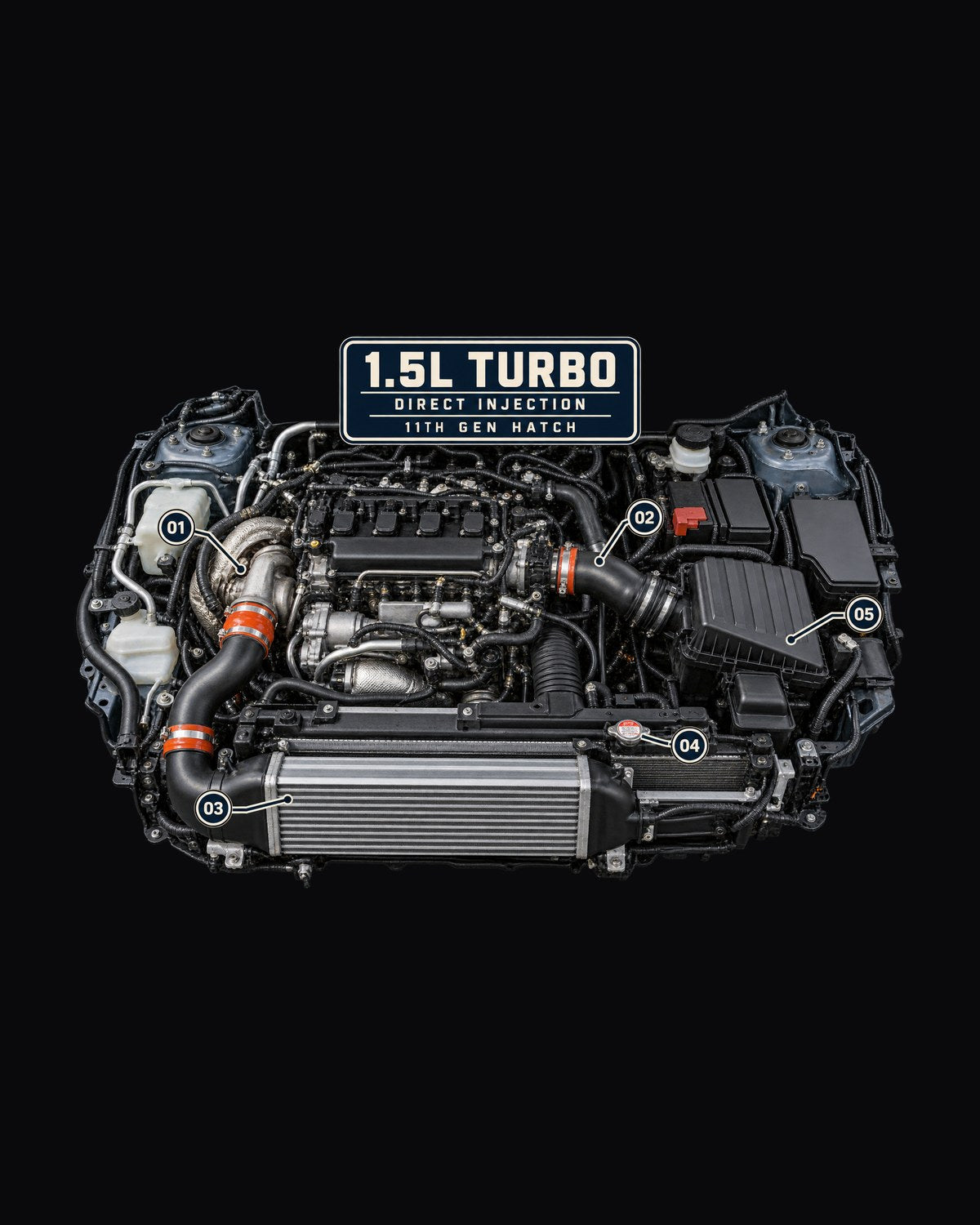 Honda Civic Hatchback FL1 1.5L Turbo Engine Bay Shirt design only