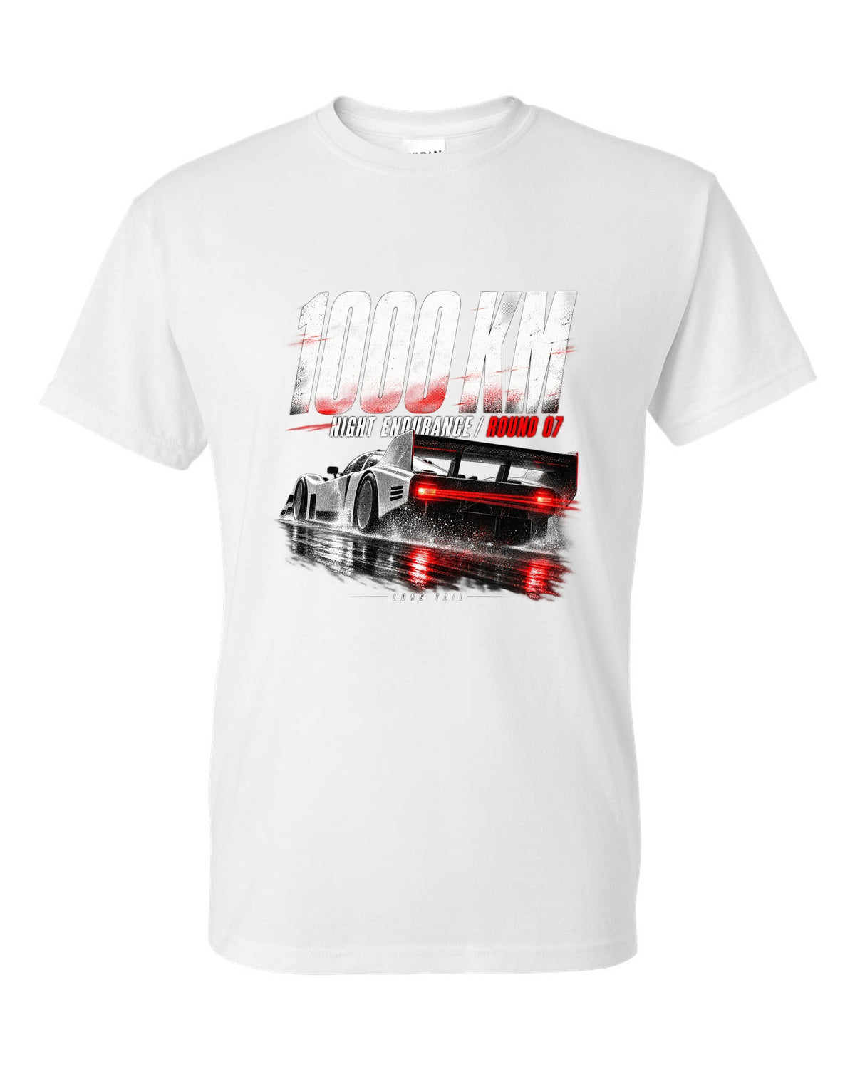 Porsche 962 Group C night endurance race poster print white t-shirt front view with the design