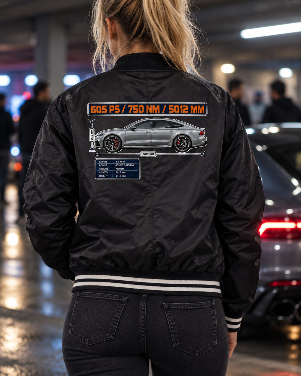 Audi RS7 Sportback Performance C7 Spec Poster Shirt Bomber Jacket Black worn hero