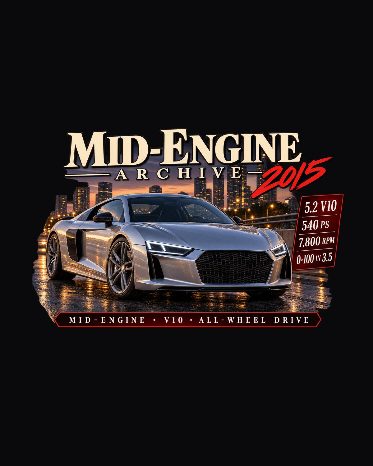 Audi R8 V10 Type 4S Mid-Engine Archive Shirt, Car Gift design only