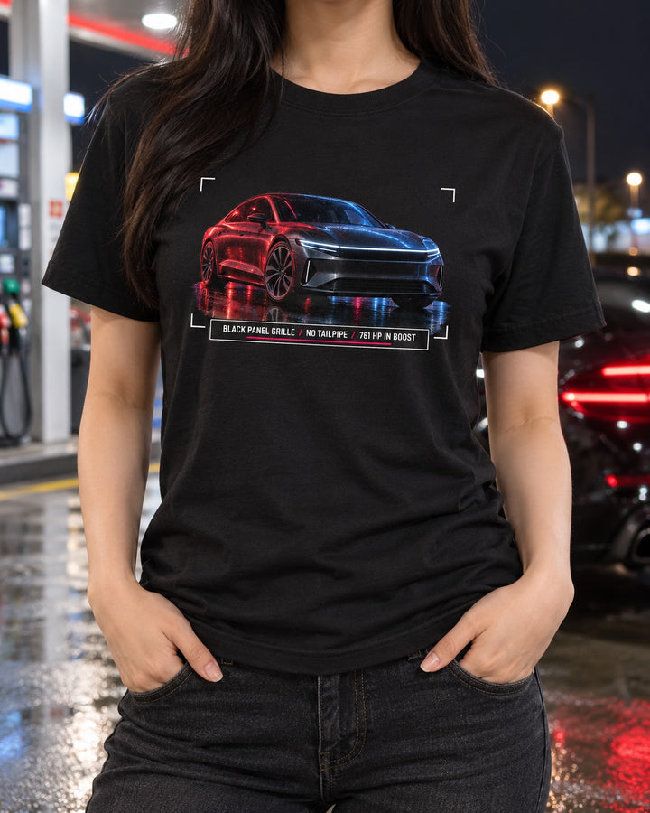 Mercedes-AMG EQS 53 V297 Wet Night Street Print, Car Shirt T-Shirt Black worn hero