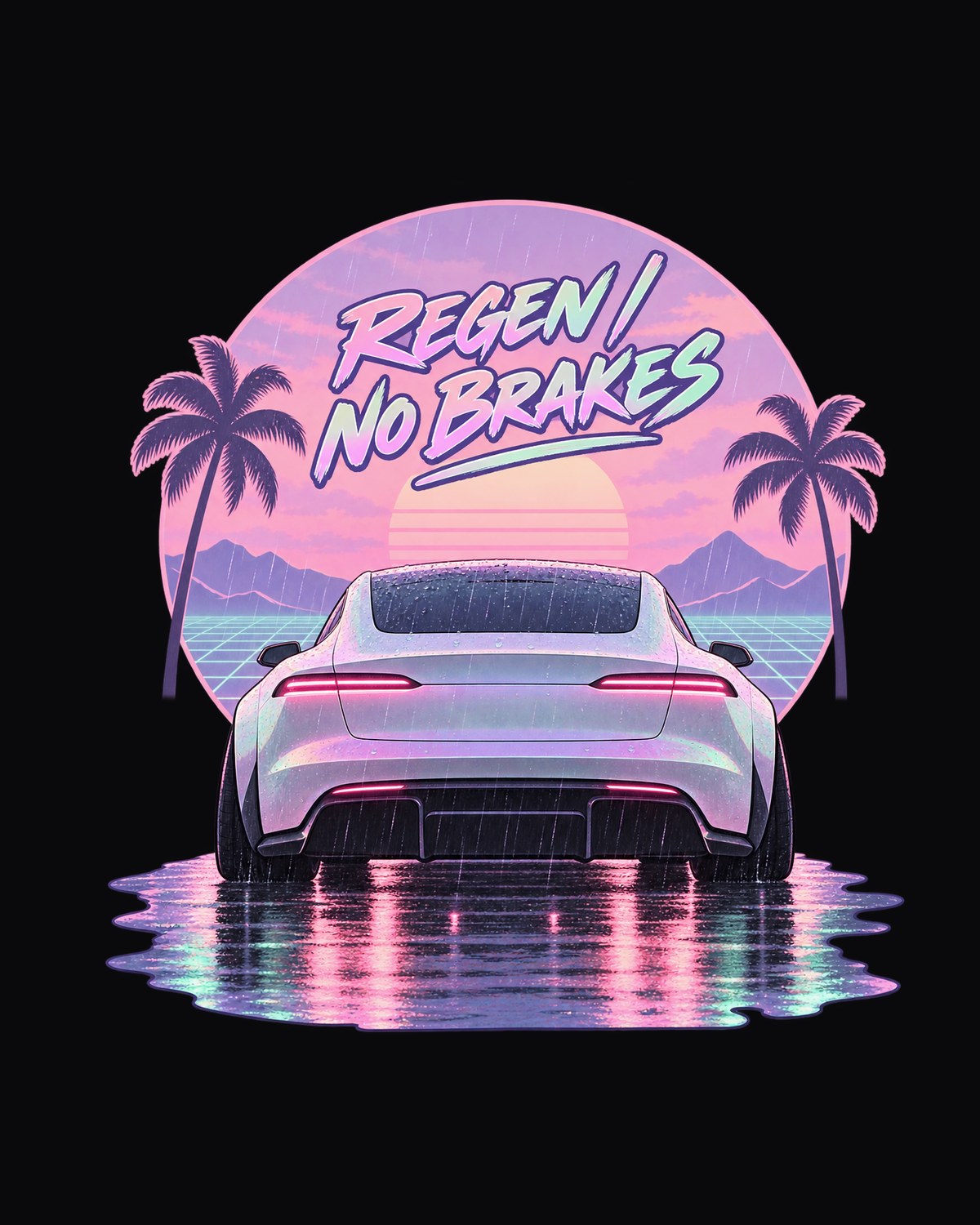 Tesla Model S Plaid Vaporwave Taillights Shirt, Regen Tee design only