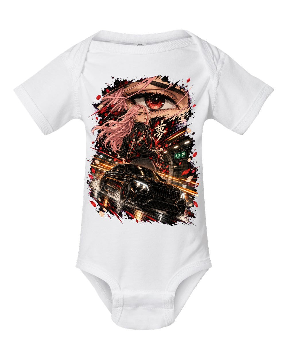 Mercedes-AMG C63 Anime Girl Baby Onesie White front