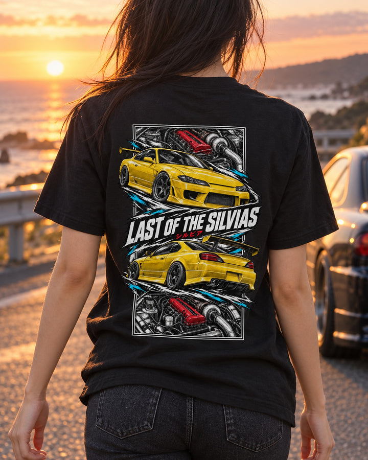 Nissan Silvia S15 Torn Poster Full-Back Graphic Tee T-Shirt Black worn hero