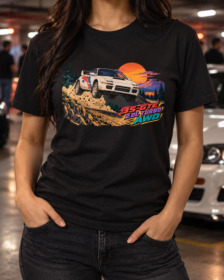 Toyota Celica GT-Four ST185 Anime Gravel Jump Shirt, 3S-GTE T-Shirt Black worn hero