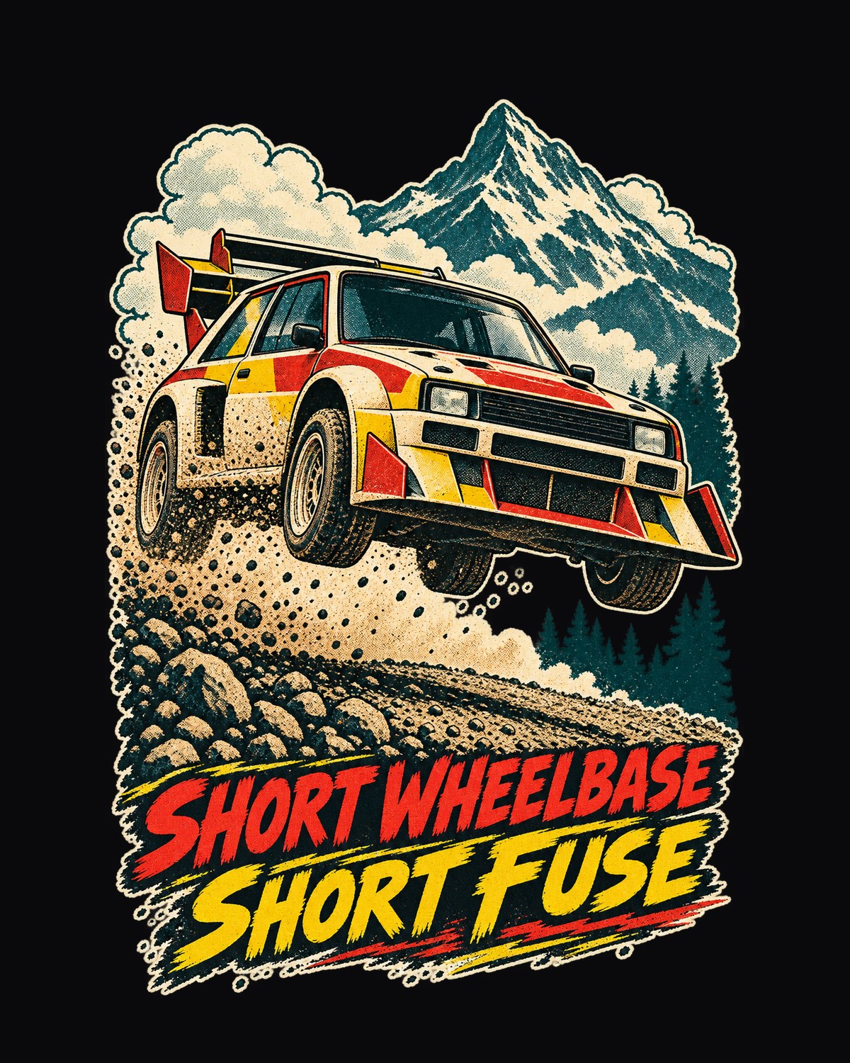 Audi Sport Quattro S1 E2 Race Poster Shirt, Short Fuse design only