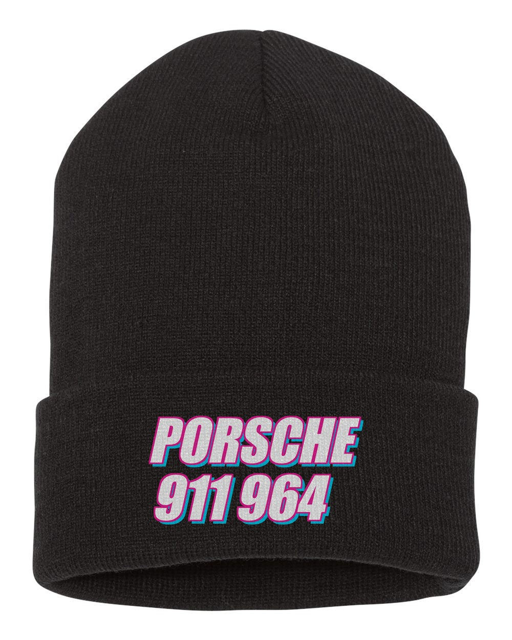 Porsche 911 964 black beanie front view with car name