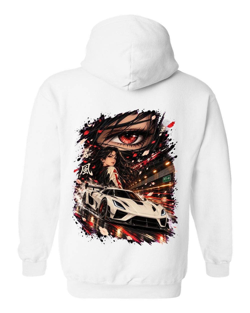Koenigsegg Jesko Anime Girl Pull Over Hoodie White back