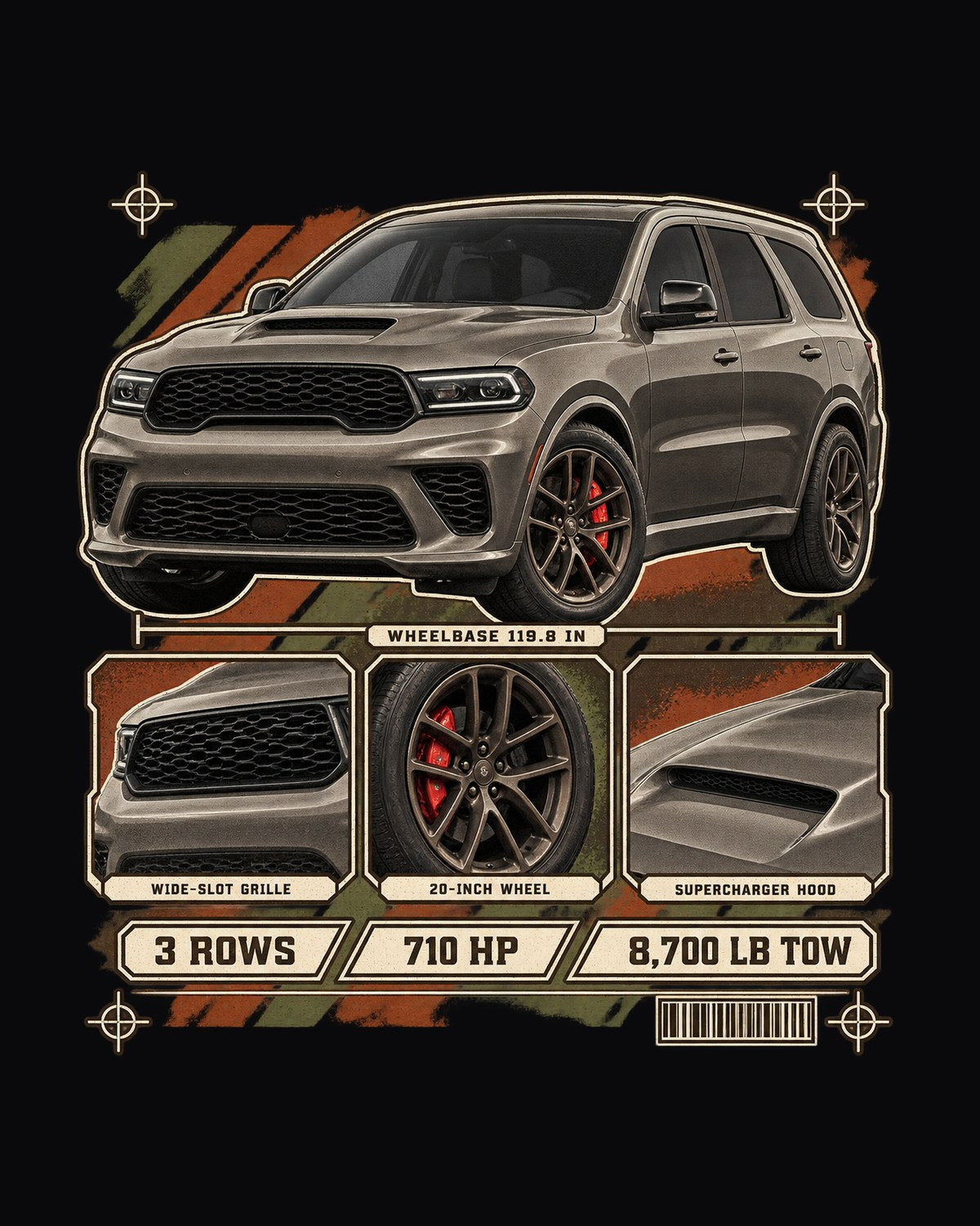 2021 Durango SRT Hellcat Dossier Panels Shirt, Car Guy Gift design only