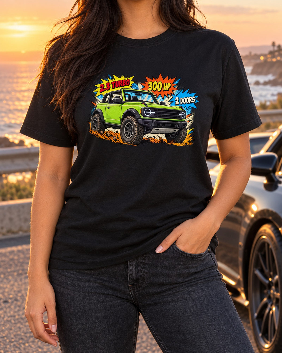 2021 Ford Bronco 2-Door U725 Round Eyes Pop-Art Shirt T-Shirt Black worn hero