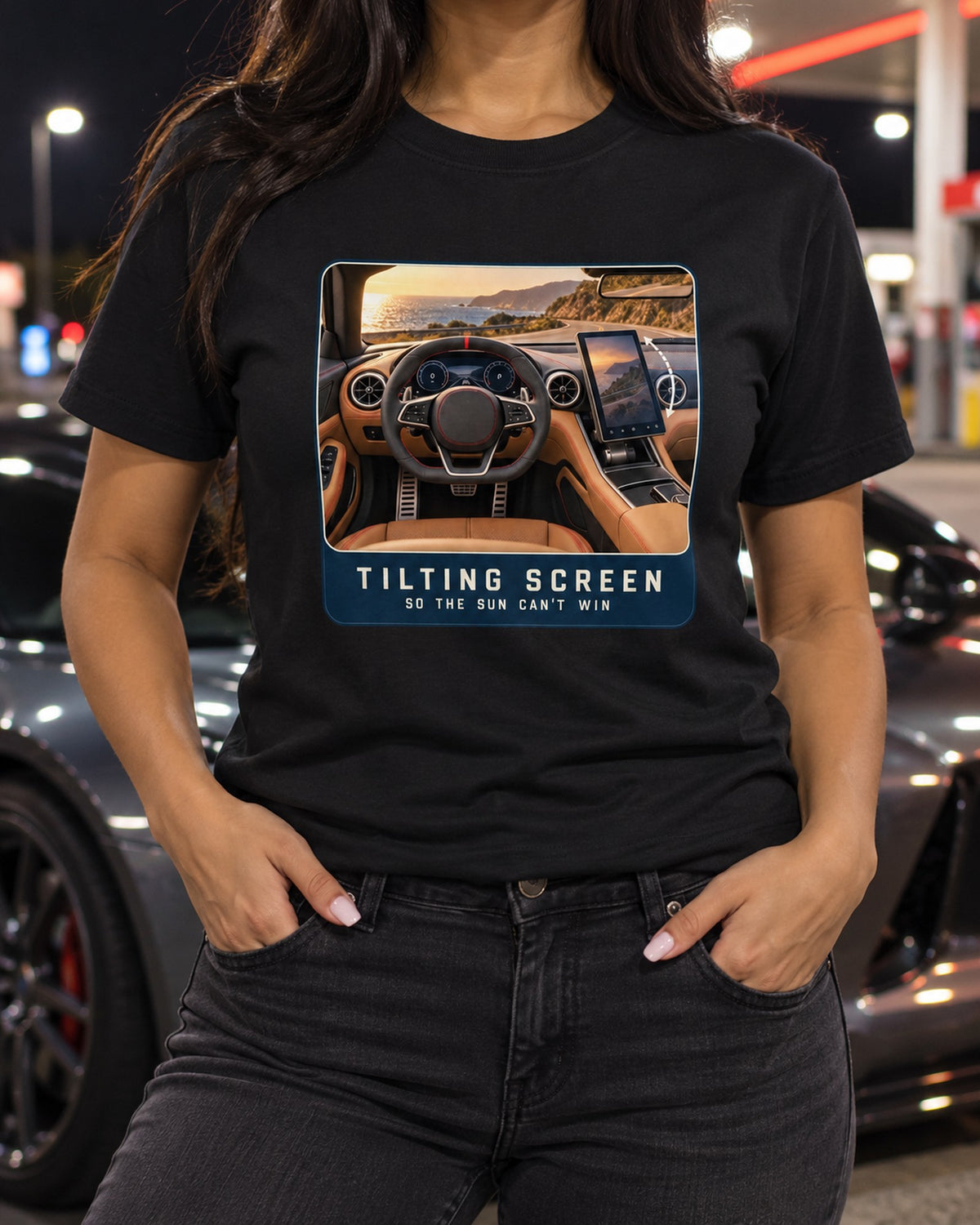 Mercedes-AMG SL63 R232 Tilting Screen Cockpit Tee T-Shirt Black worn hero