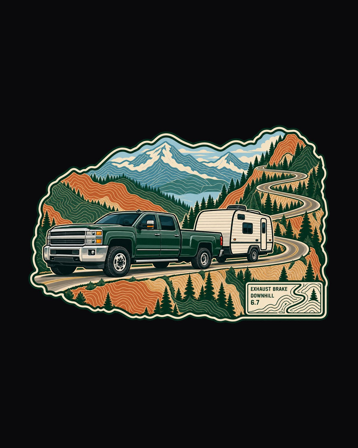 Ram 2500 6.7 Cummins Exhaust Brake Mountain Pass Map Shirt design only