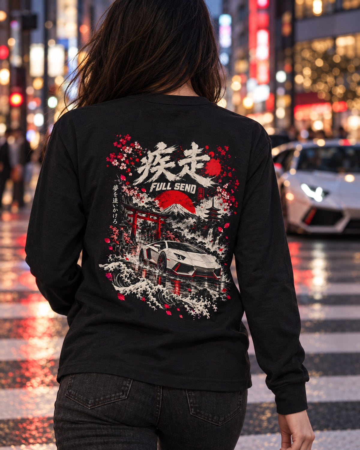 Lamborghini Aventador Full Send Shirt, Hoodie & More Long Sleeve Black worn hero