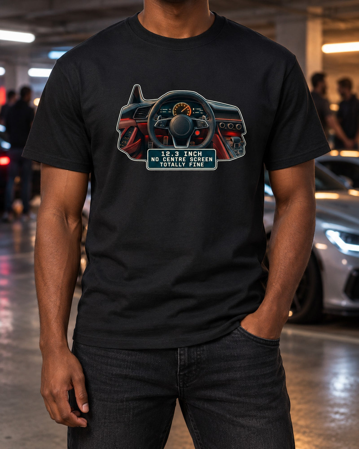 Audi R8 V10 Type 4S Virtual Cockpit Tee, 12.3 Inch Gauge Shirt T-Shirt Black worn hero
