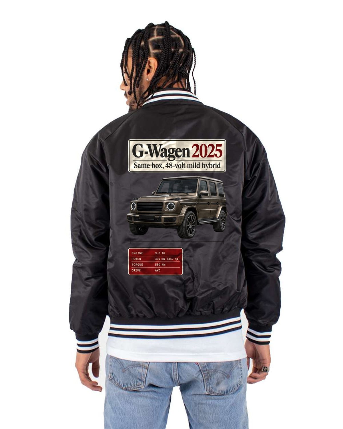 Mercedes-AMG G63 2025 Facelift W463A Archive Panel Shirt, 48V Hybrid Bomber Jacket Black back