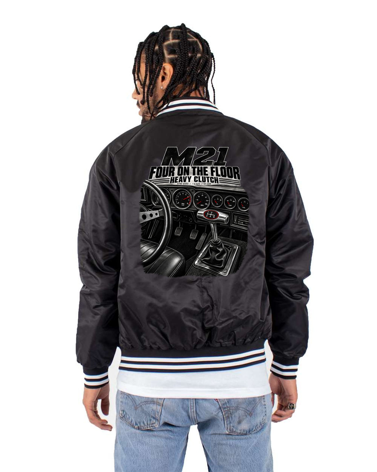 Nova SS 1970 Muncie M21 Four-Speed Shifter Cockpit Tee Bomber Jacket Black back