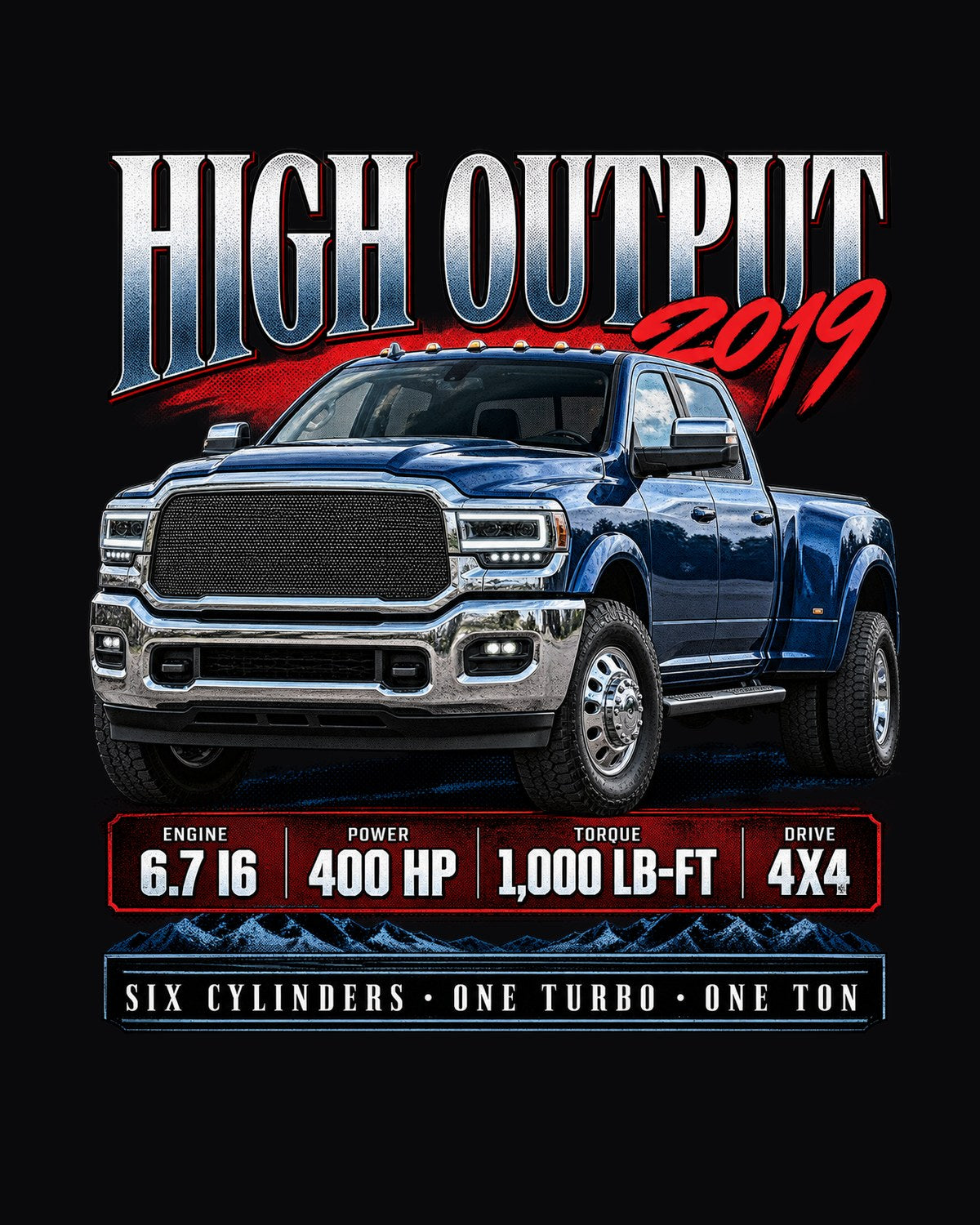 Ram 3500 High Output 2019 Archive Shirt, 400 HP 1,000 Lb-Ft design only