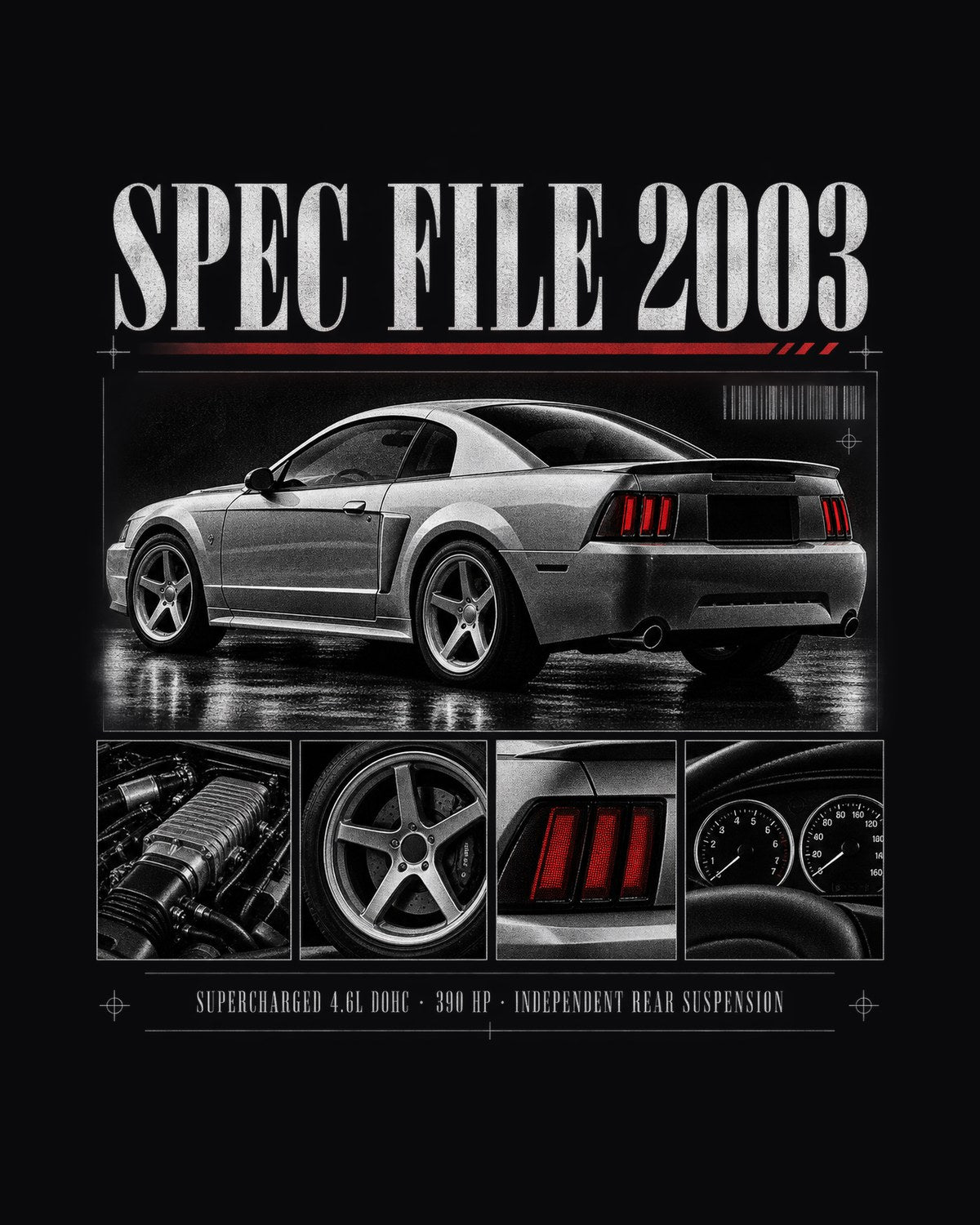 Ford Mustang SVT Cobra New Edge Spec File Shirt, 2003-04 design only