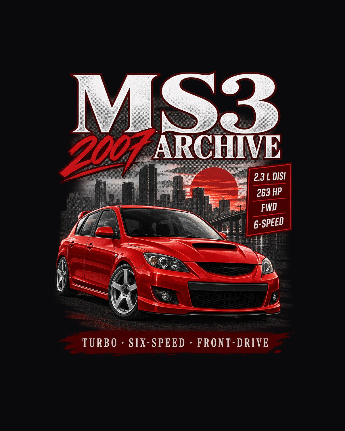Mazdaspeed3 Archive Panel Shirt, 2007 Turbo Six-Speed design only