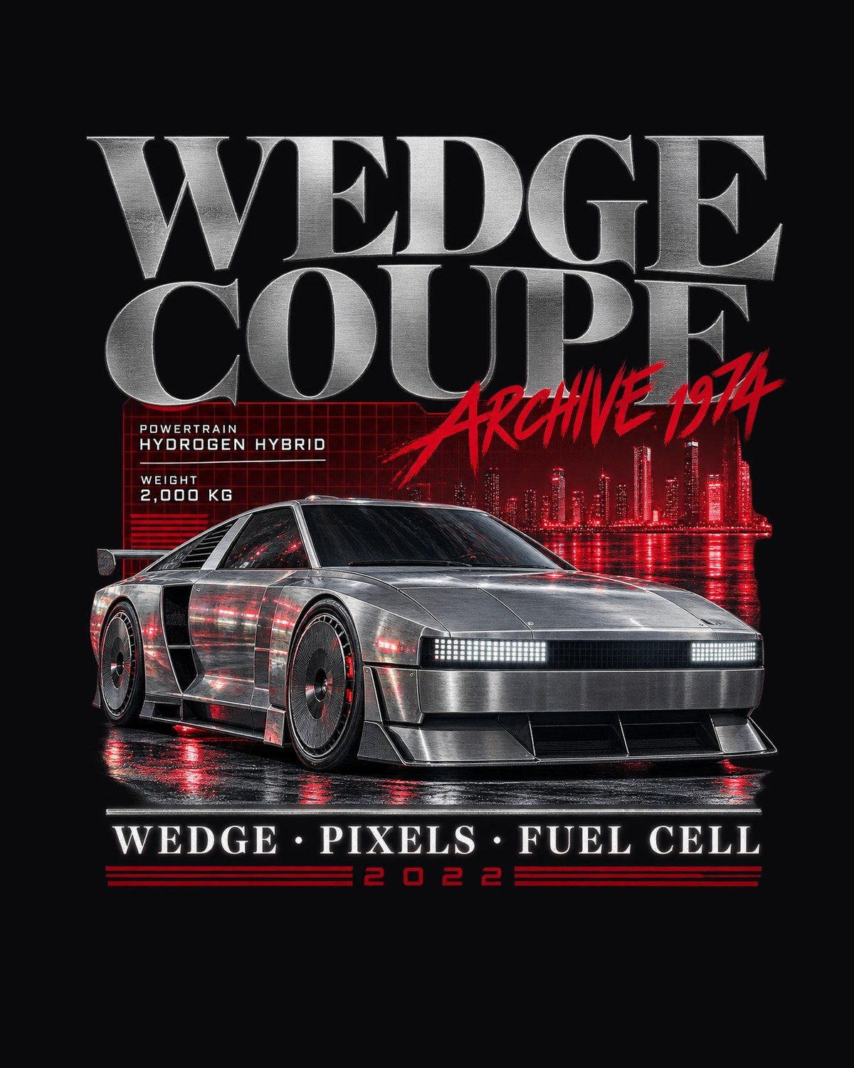 Hyundai N Vision 74 Archive Panel Shirt, Wedge Coupe print design only
