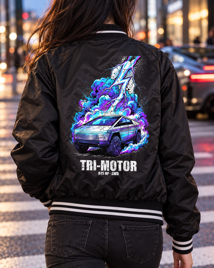 Tesla Cybertruck Bolt Bomber Jacket worn hero