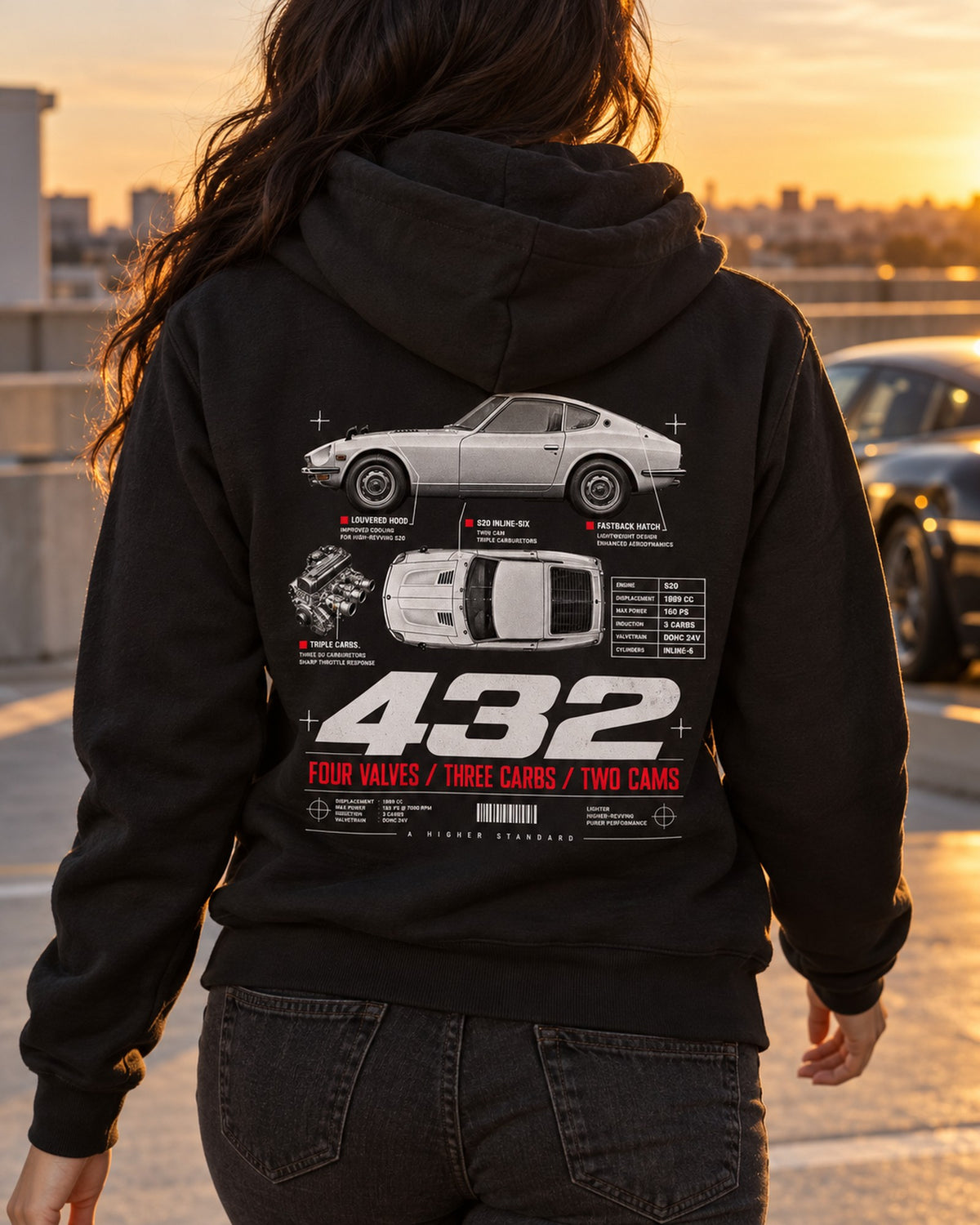 Datsun Fairlady Z432 PS30 Spec Poster Shirt, JDM Classic Tee Zip Hoodie Black worn hero