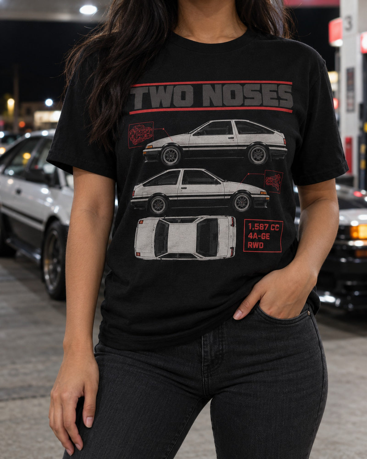 Toyota AE86 Trueno vs Levin Spec Poster Shirt, Pop-Ups or Fixed T-Shirt Black worn hero