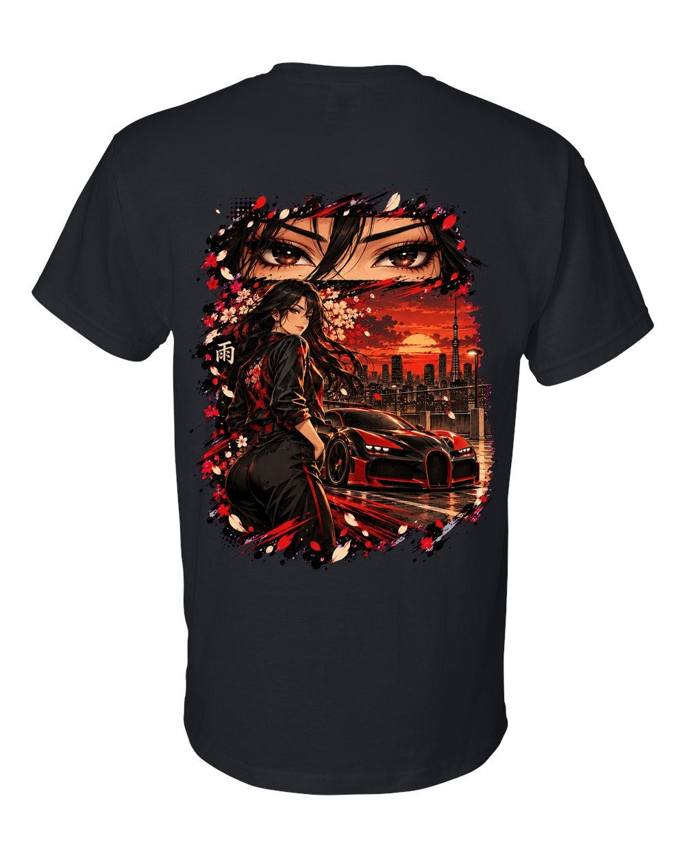 Bugatti Veyron Anime Girl T-Shirt Black back
