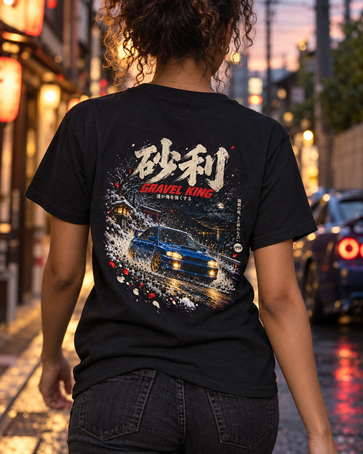 Subaru WRX STI GC8 Gravel King Shirt, Hoodie & More T-Shirt Black worn hero