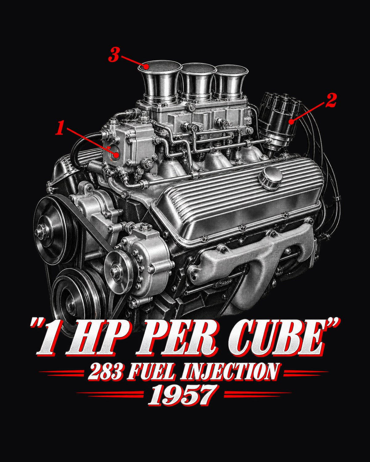 Corvette C1 1957 Fuel-Injected 283 Engine Shirt, Car Guy Gift design only