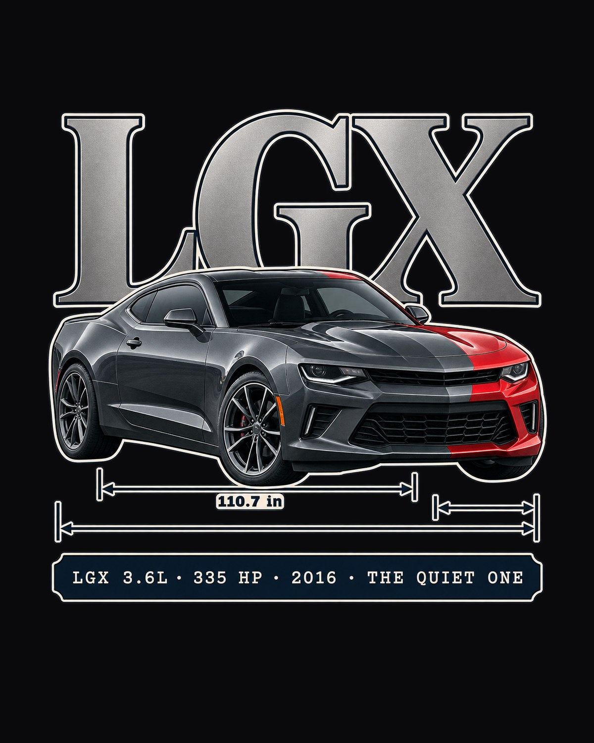 Camaro V6 LGX 3.6L 2016 Archive Panel Shirt, 335 HP design only