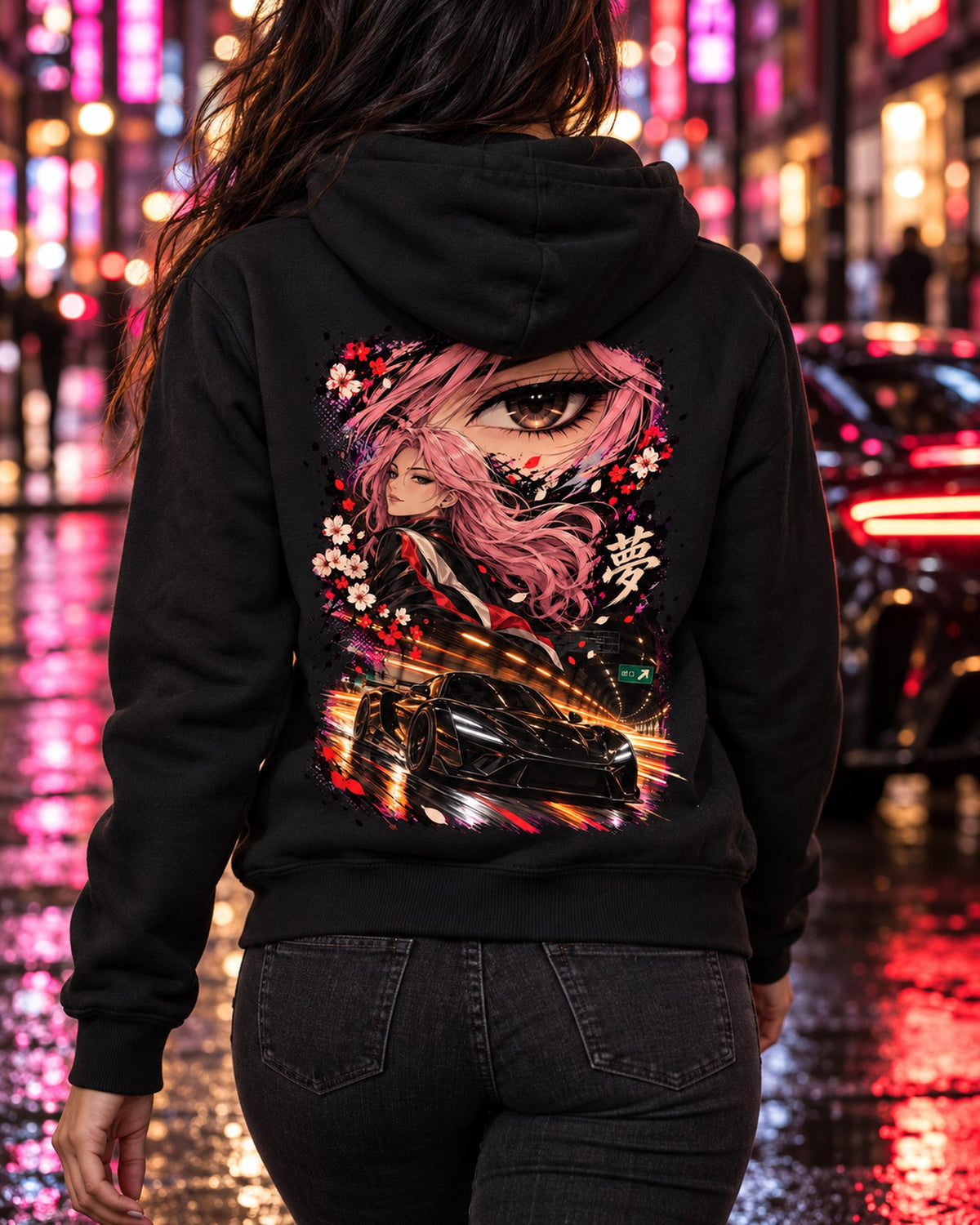 Rimac Nevera Anime Girl Shirt, Hoodie & More Zip Hoodie Black worn hero