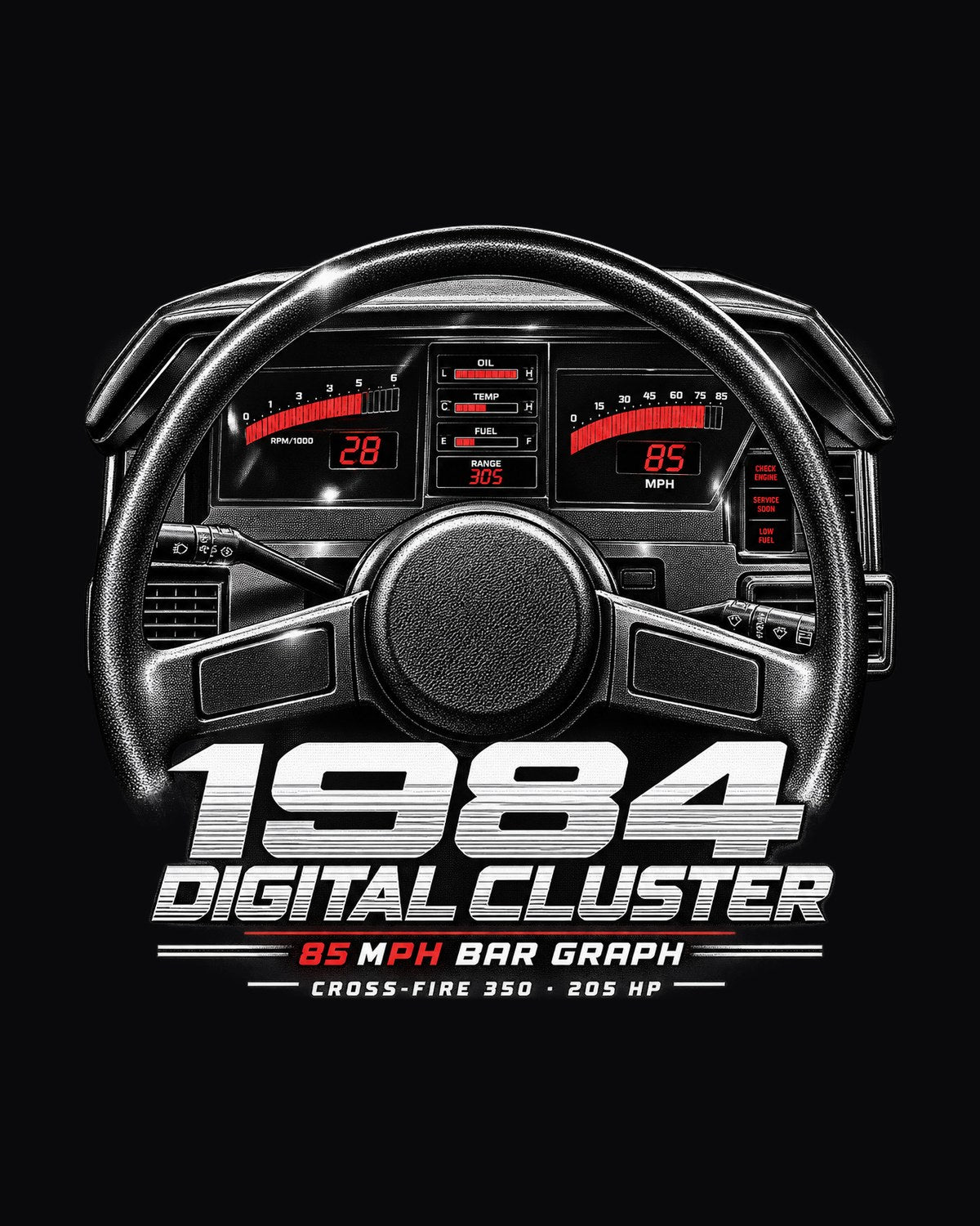 Corvette C4 1984 Digital Dash Cluster Shirt, 80s Car Gift design only