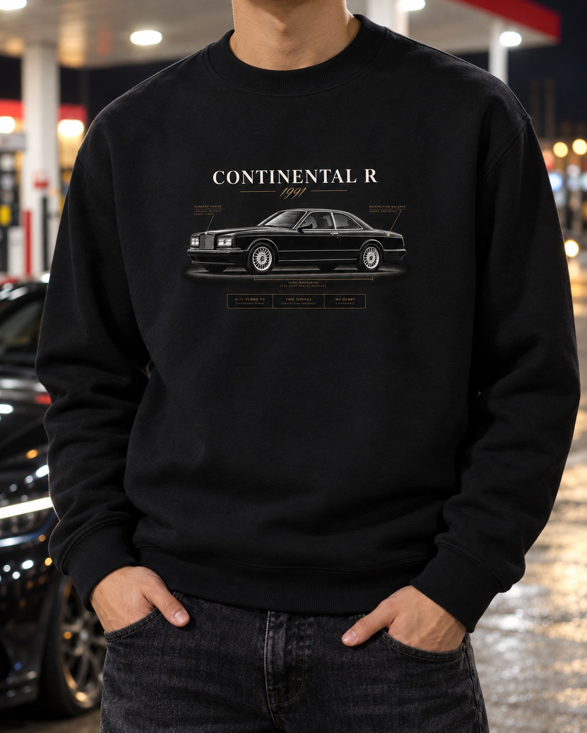 Bentley Continental R 1991 Two Tonne Spec Poster Shirt Crewneck Black worn hero