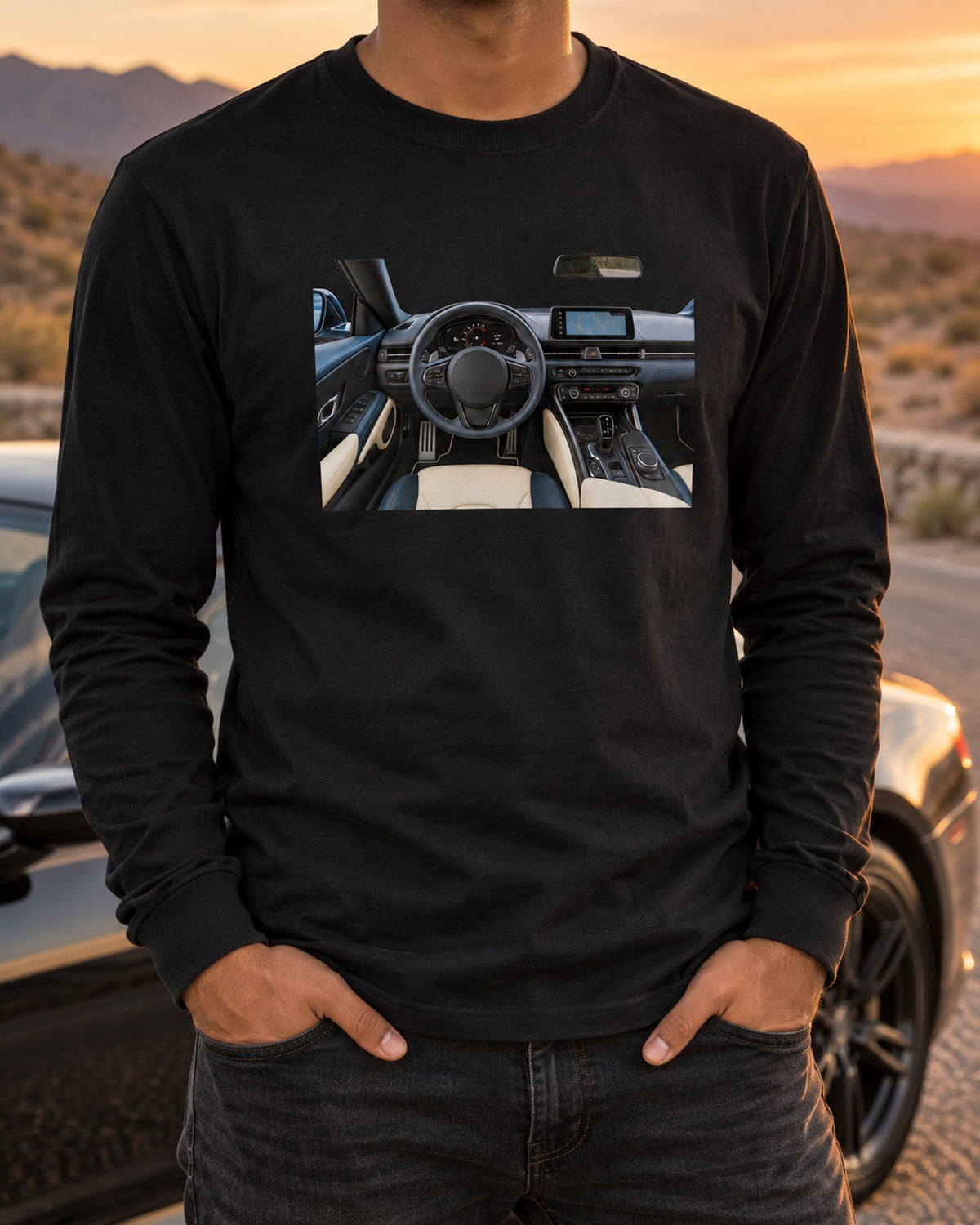Toyota GR86 ZN8 FA24 Boxer Dimension Blueprint Shirt Long Sleeve Black worn hero