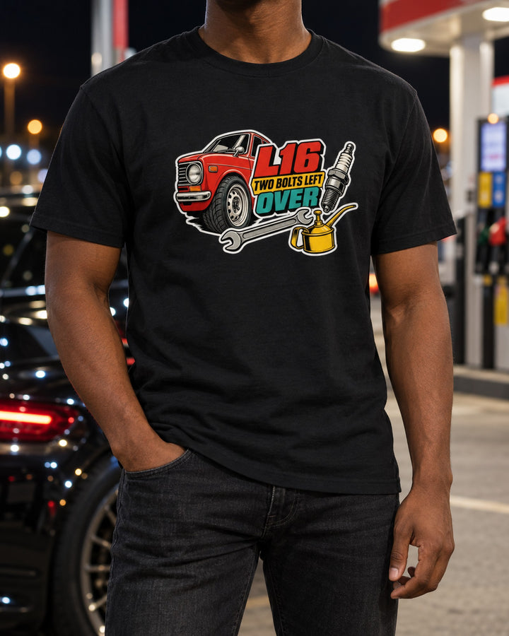 Datsun 510 L16 Sticker Collage Shirt, Car Guy Gift T-Shirt Black worn hero