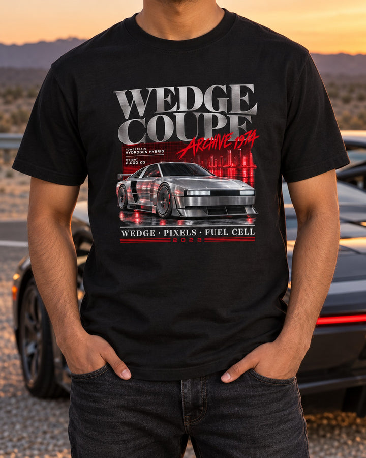Hyundai N Vision 74 Archive Panel Shirt, Wedge Coupe print T-Shirt Black worn hero