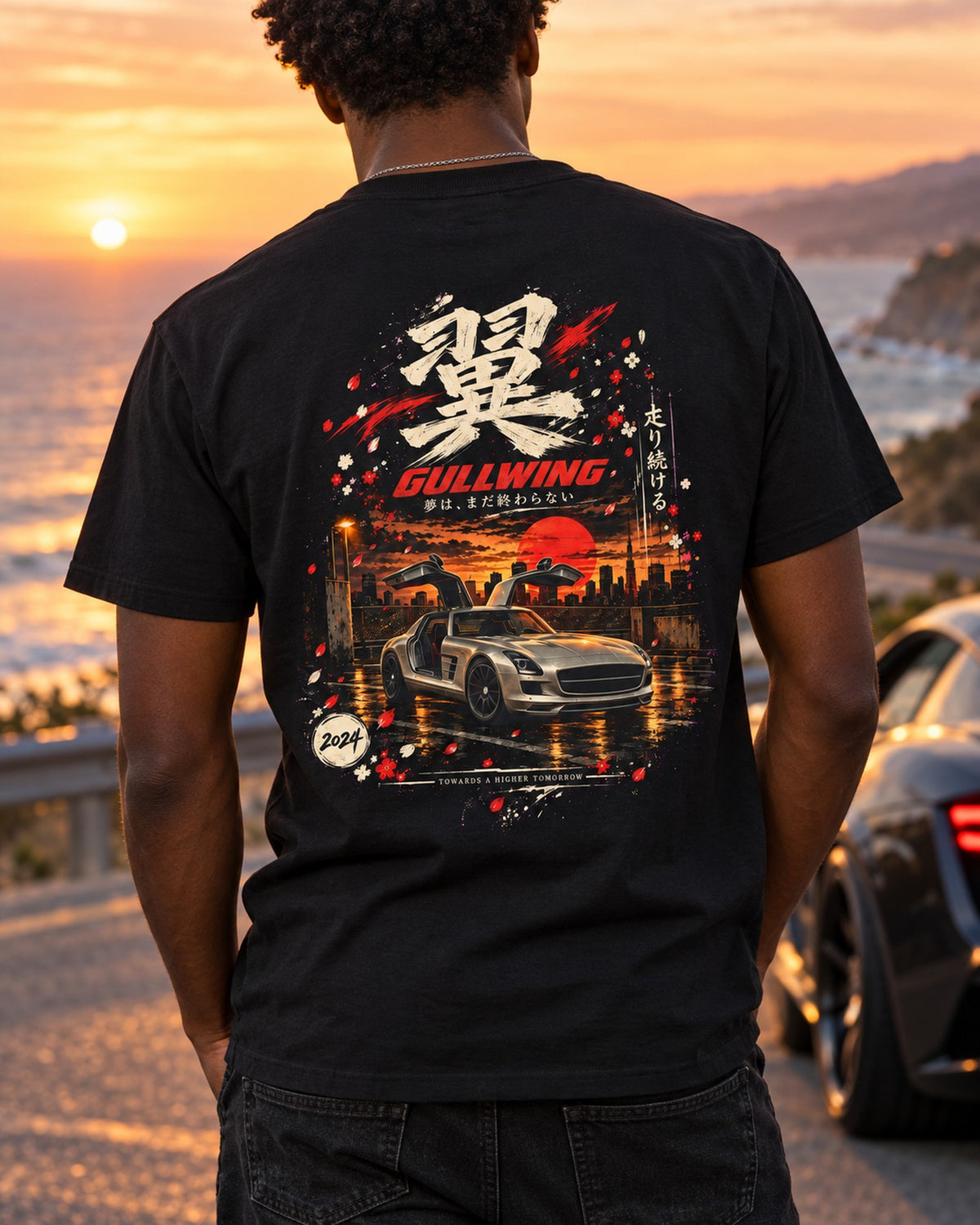Mercedes-Benz SLS AMG Gullwing Shirt, Hoodie & More T-Shirt Black worn hero