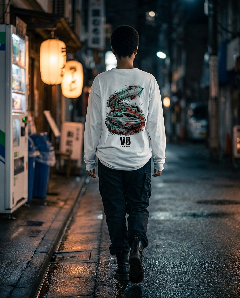 White Long-Sleeve Tee street