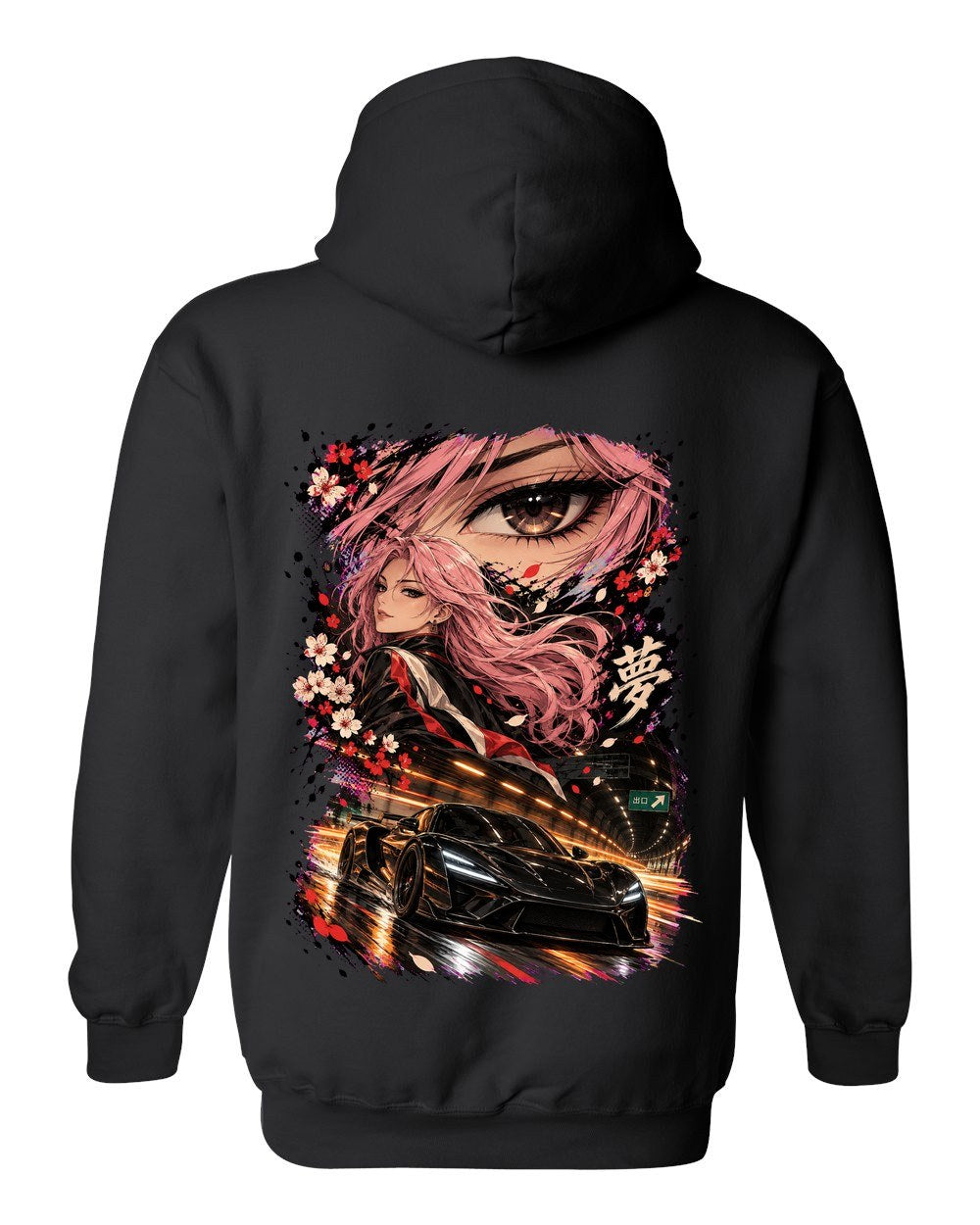 Rimac Nevera Anime Girl Pull Over Hoodie Black back