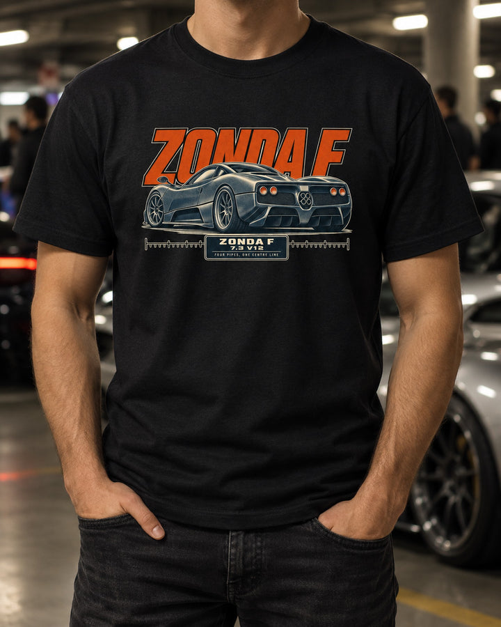 Pagani Zonda F Halftone print Shirt, Car Guy Gift T-Shirt Black worn hero