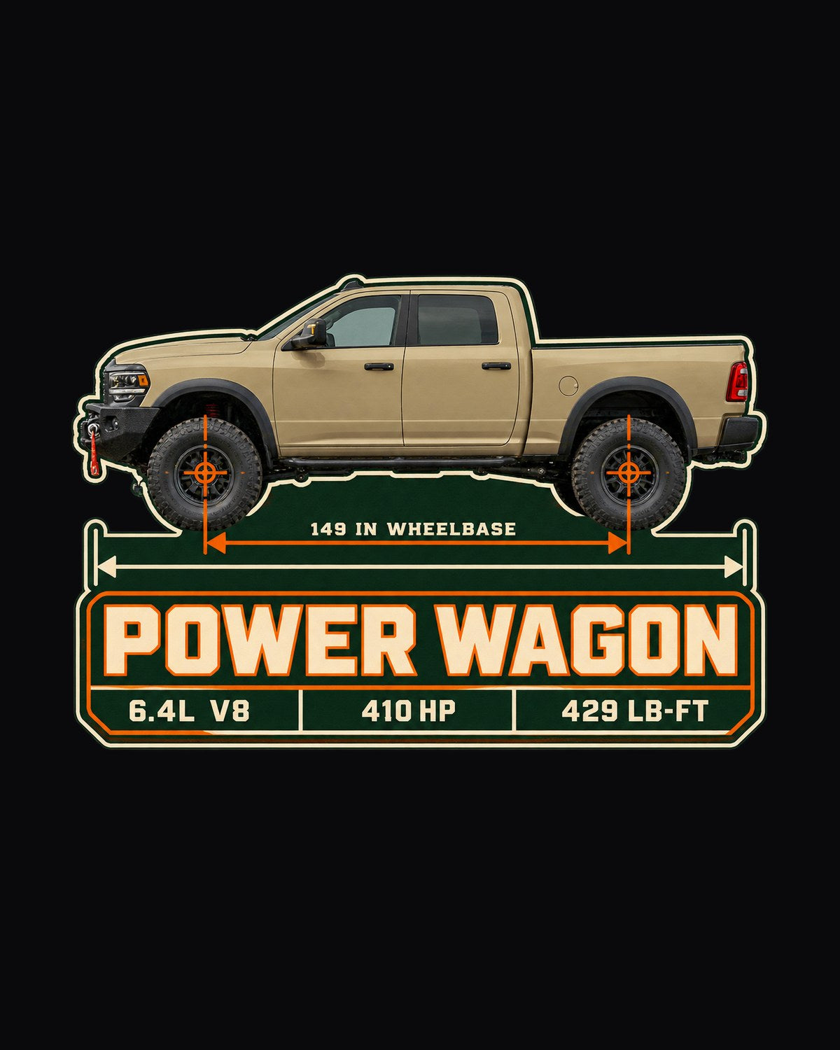 Ram 2500 Power Wagon Dimension Plate Blueprint Shirt, HD Truck design only