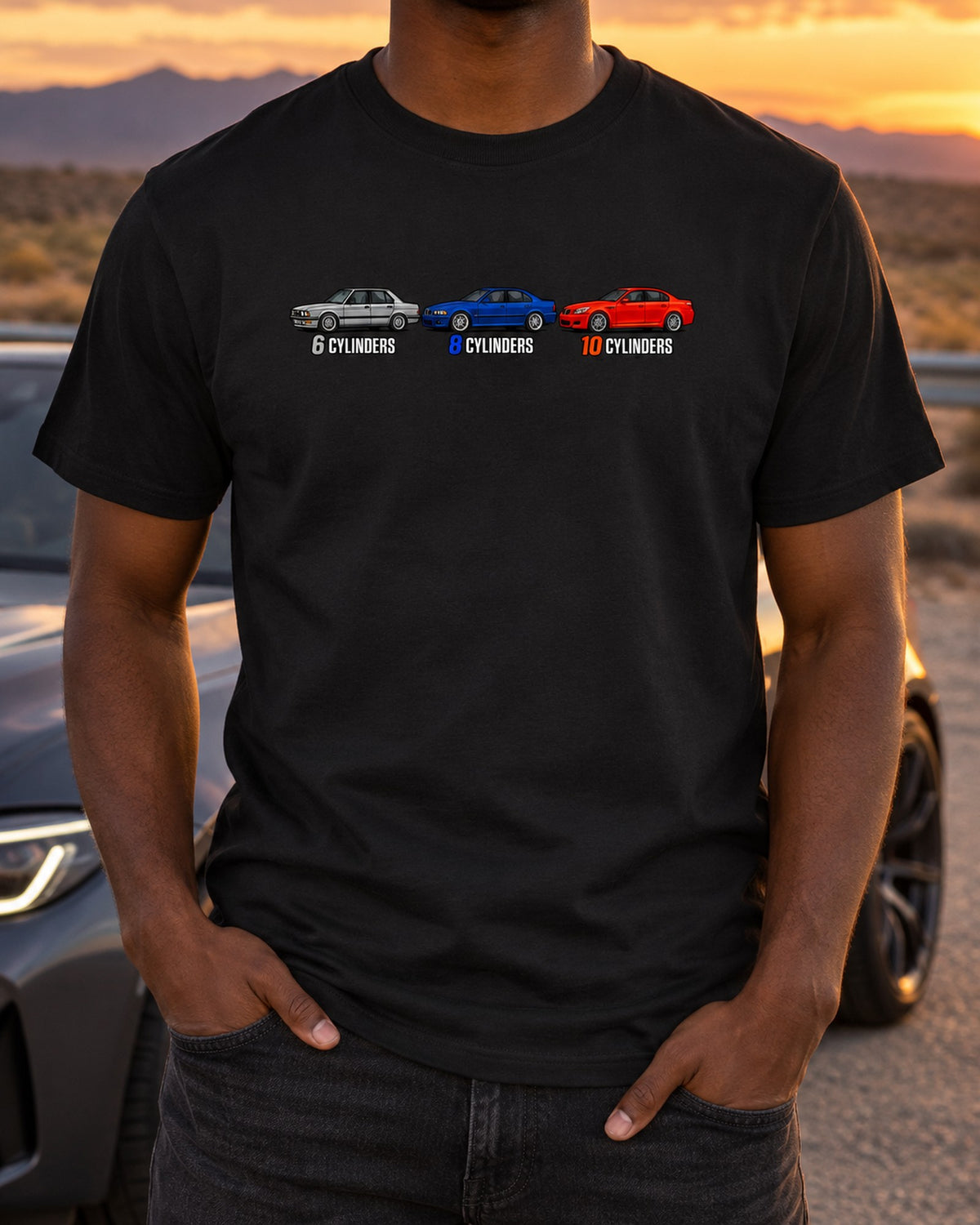 Three Fives Lineup Shirt, BMW M5 E28 E39 E60 Evolution T-Shirt Black worn hero