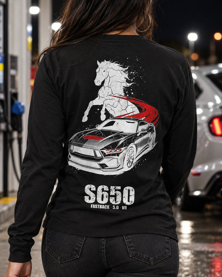 Mustang S650 Stallion Long Sleeve T-Shirt worn hero