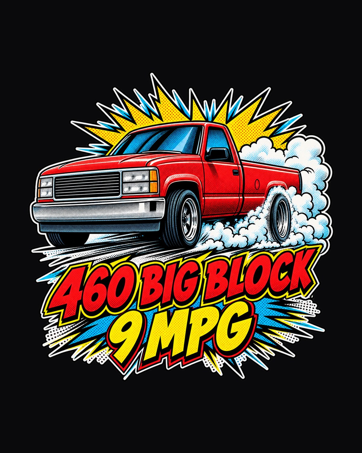 OBS Ford F-150 1992-97 Burnout Halftone Pop-Art Shirt design only