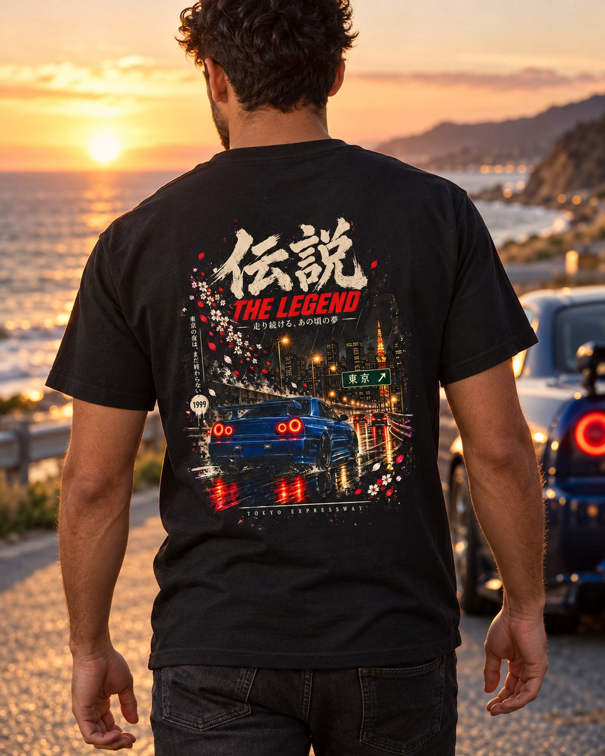 Nissan Skyline GT-R R34 The Legend Shirt, Hoodie & More T-Shirt Black worn hero