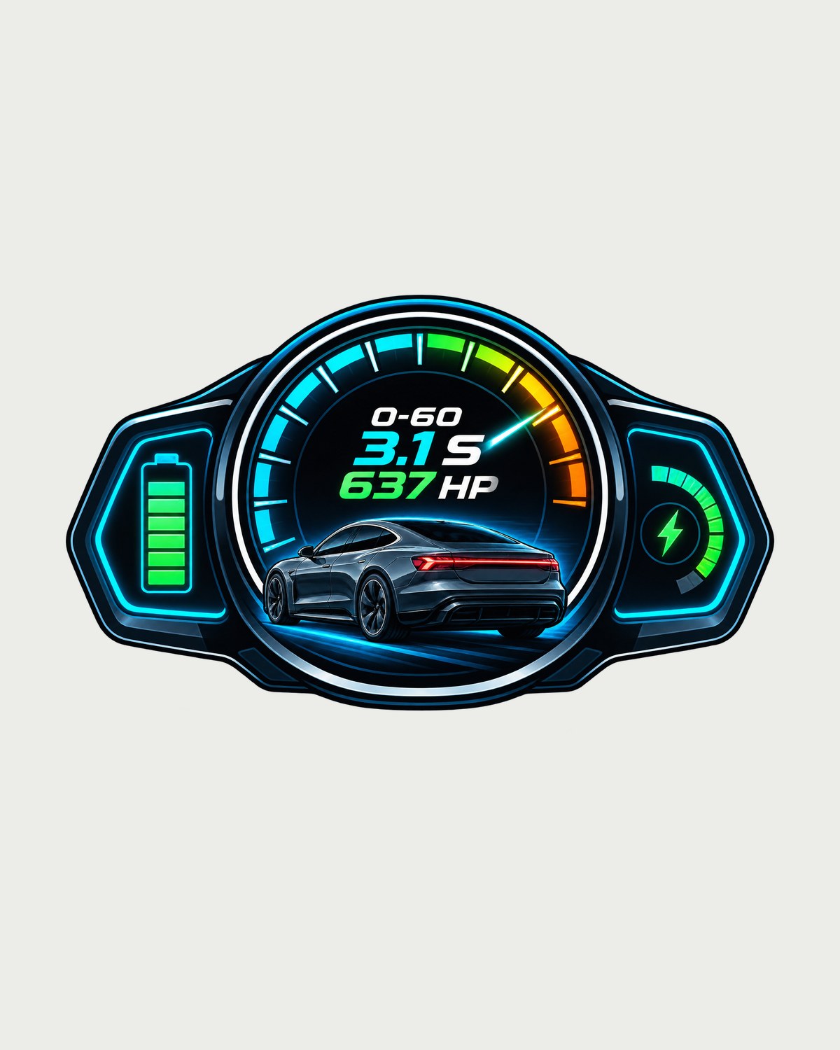 Audi e-tron GT HUD Gauge Shirt, 0-60 3.1s 637 HP print design only